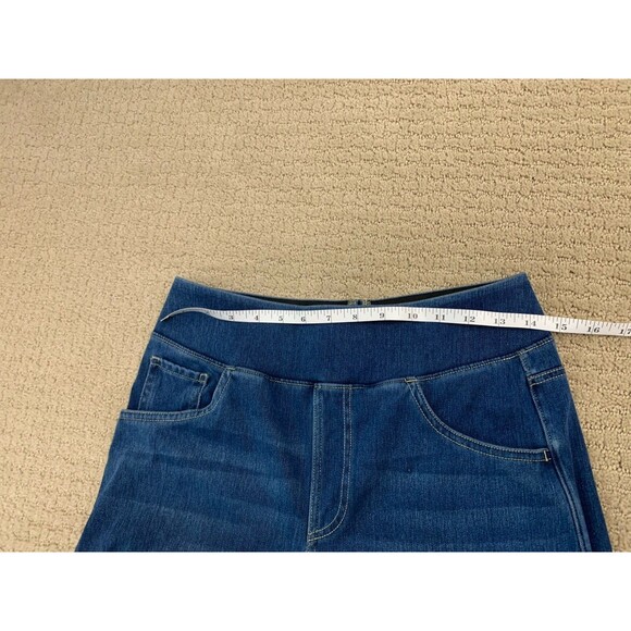 Halara Flex Blue Baggy Wide Leg Pull On High Waist Stretch Jeans Sz M - Picture 12 of 13